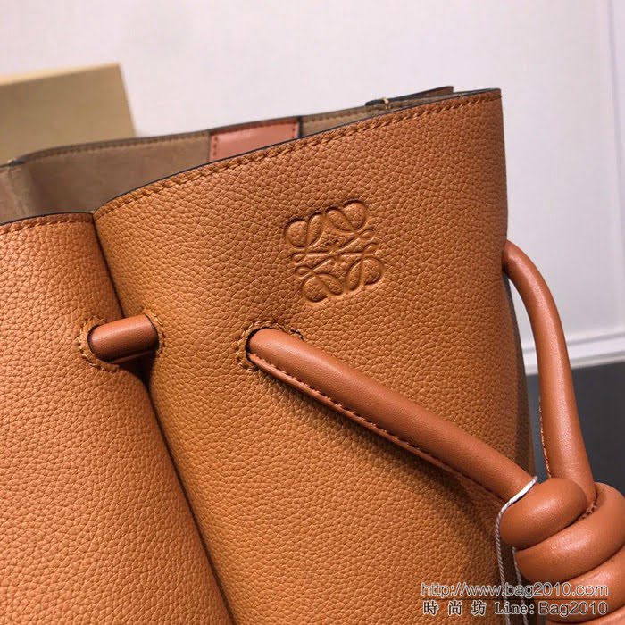 LOEWE羅意威 原版軟皮 最新Flamenco Knot系列 抽繩荔枝紋購物袋 手提肩背包 3041  jdl1109